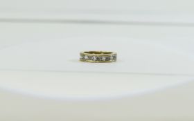 Ladies 9ct Gold Diamond Set Full Eternity Ring. Marked for 9ct. Ring Size ' O ' 3.8 grams.