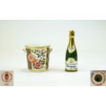 Royal Crown Derby Miniature Champagne Bottle and Ice Bucket. Date 1997. Ceramic Bottle - 3.