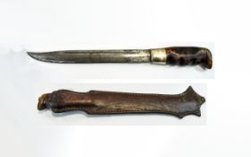 Norwegian Dagger, early 20thC/possibly 19thC. Leather scabbard in good order, Blade measures 9.