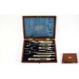 Stanley Drawing Instrument Set fitted in a mahogany box with fitted interior.