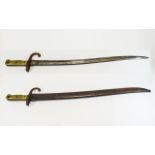 French Model 1866 Sabre Bayonet And Scabbard name And Dated 1874,