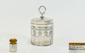 Edwardian Nice Quality Swags and Garlands Decorated Lidded Small Tea Caddy.
