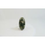 Large Silver Dress Ring set with a moss agate. Stamped 925.