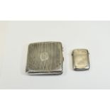 Silver Vesta Case Together With A Cigarette Case, Both Fully Hallmarked,