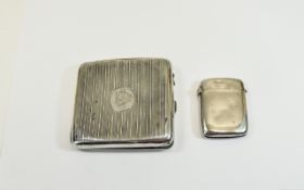 Silver Vesta Case Together With A Cigarette Case, Both Fully Hallmarked,