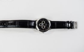 A Modern Gents Automatic Chronograph Stainless Steel Wrist Watch with Attached Original Black