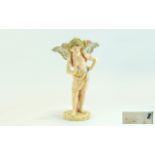 Coburg Dresden - Fine Late 19th Century Porcelain Figurine of a Semi Robed Winged Boy Carrying an