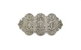 Indian - Ornate 19th Century Silver Belt Buckle with Figural and Openwork Decoration. 6.