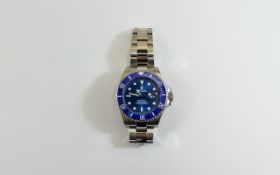 Gents Replica Rolex Submariner S/Steel Watch Blue dial & bezel and s/steel bracelet.
