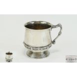 A Good Quality and Solid Silver Christening Cup From The 1930's with Celtic Style Decoration to