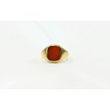 Gents 9ct Gold - Blood Stone Set Dress Ring. Fully Hallmarked. 5.3 grams.
