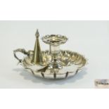 Elkington and Co Excellent Quality Silver Plated Chamber stick Candle Holder with Snuffer. c.1860's.