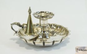 Elkington and Co Excellent Quality Silver Plated Chamber stick Candle Holder with Snuffer. c.1860's.