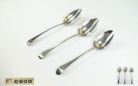 George III Silver Assorted Serving Spoons ( 3 ) In Total, Various Hallmarks.