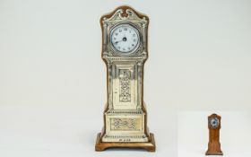 Edwardian - Nice Quality and Rare Miniature Walnut Cased Grandfather Clock,