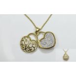 Heart Shape White Crystal Silver Gilt Pendant and Chain, in the form of a padlock, with a separate