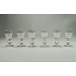 Waterford - Signed Cut Crystal Set of Six Liqueur Glasses ' Lisamore ' Design. c.1980's.