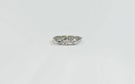 18ct Gold Three Stone Diamond Ring Set With Three Old Round Brilliant Cut Diamonds, Stamped 18ct,