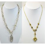 Swarovski Gold tone and Crystal Necklaces Two boxed necklaces, the first,