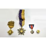 Antique - Special Collection of Three Gilt Metal and Enamel Primrose League Medals + One Enameled