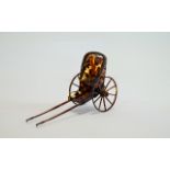 A 19th Century Rare and Very Fine Tortoiseshell Miniature Model of a Victorian Single Horse Drawn