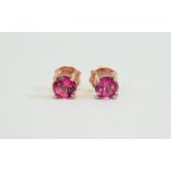 Pink Topaz Stud Earrings, set in rose gold vermeil and silver post and push back fittings,
