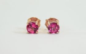 Pink Topaz Stud Earrings, set in rose gold vermeil and silver post and push back fittings,