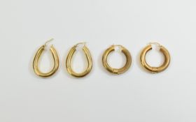 Ladies 9ct Gold Hoop Earrings ( 2 ) Pairs. Fully Hallmarked. 10.1 grams. As New Condition. Each 1.