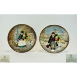 Royal Doulton Pair of Collectors Plates. Comprises 1/ The Old Balloon Seller, D6649. Designer W.K.