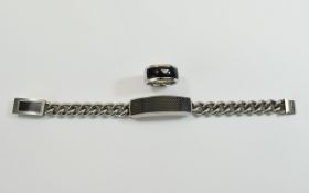 Emporio Armani Identity Bracelet and Matching Ring Armani badge missing from bracelet.