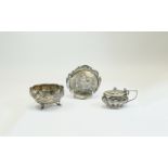 A Small Collection of Antique Silver Items ( 3 ) Comprises 1/ Victorian Circular Embossed Silver