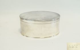 Antique Wonderful Quality - Silver Plated Large Oval Shaped Lidded Box with Reeded Borders. c.
