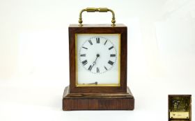 French - Oak Cased 8 Day Carriage Timepiece / Clock. Signed V.A.