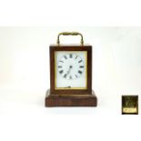 French - Oak Cased 8 Day Carriage Timepiece / Clock. Signed V.A.