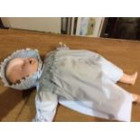 Early 20thC Composite Doll, unmarked head, moving eyes, open mouth, moveable joints,