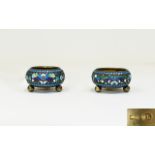 Russian - Pair of 19th Century Silver Gilt and Cloisonne Enamel Salts, Work Master P.B.N.