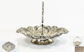 A Fine 19th Century Silver Plated Swivel Handle and Shaped Fruit Basket. 3 Inches High, 12.