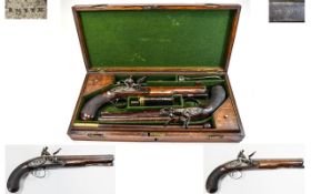 Cased Pair Of W Smith Flintlock Dueling/Officers Pistols Original Ramrods,