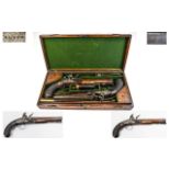 Cased Pair Of W Smith Flintlock Dueling/Officers Pistols Original Ramrods,