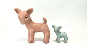 Two Art Deco Lamb Figures, one pink and