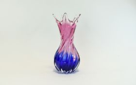 Murano Studio Art Glass Vase In Pink and