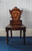 19thC Mahogany Hall Chair carved shield