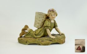 Royal Dux Hand Painted Porcelain Figurin