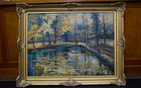 Large French Impressionist Oil on Canvas