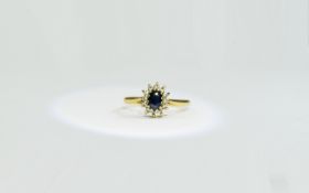 18ct Yellow Gold Small Sapphire and Diam