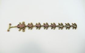 Pink Crystal Frog Charm Bracelet, a moth