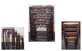 A SET OF CHINESE HONGMU QUARTETTO TABLES