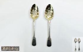 William IV Fine Pair of Silver Berry / Fruit Spoons.