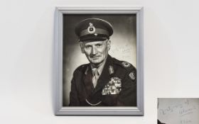 Military Interest Field Marshal Bernard Law Montgomery Signed Photo, In Blue Ink.