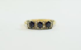 18ct Yellow Gold Set Sapphire and Diamond Ring.